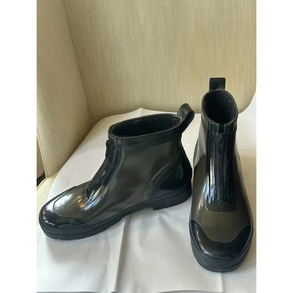 Tretorn size 7.5 Lina Zip Front Womens Olive Black Waterproof Rain Ankle Boots